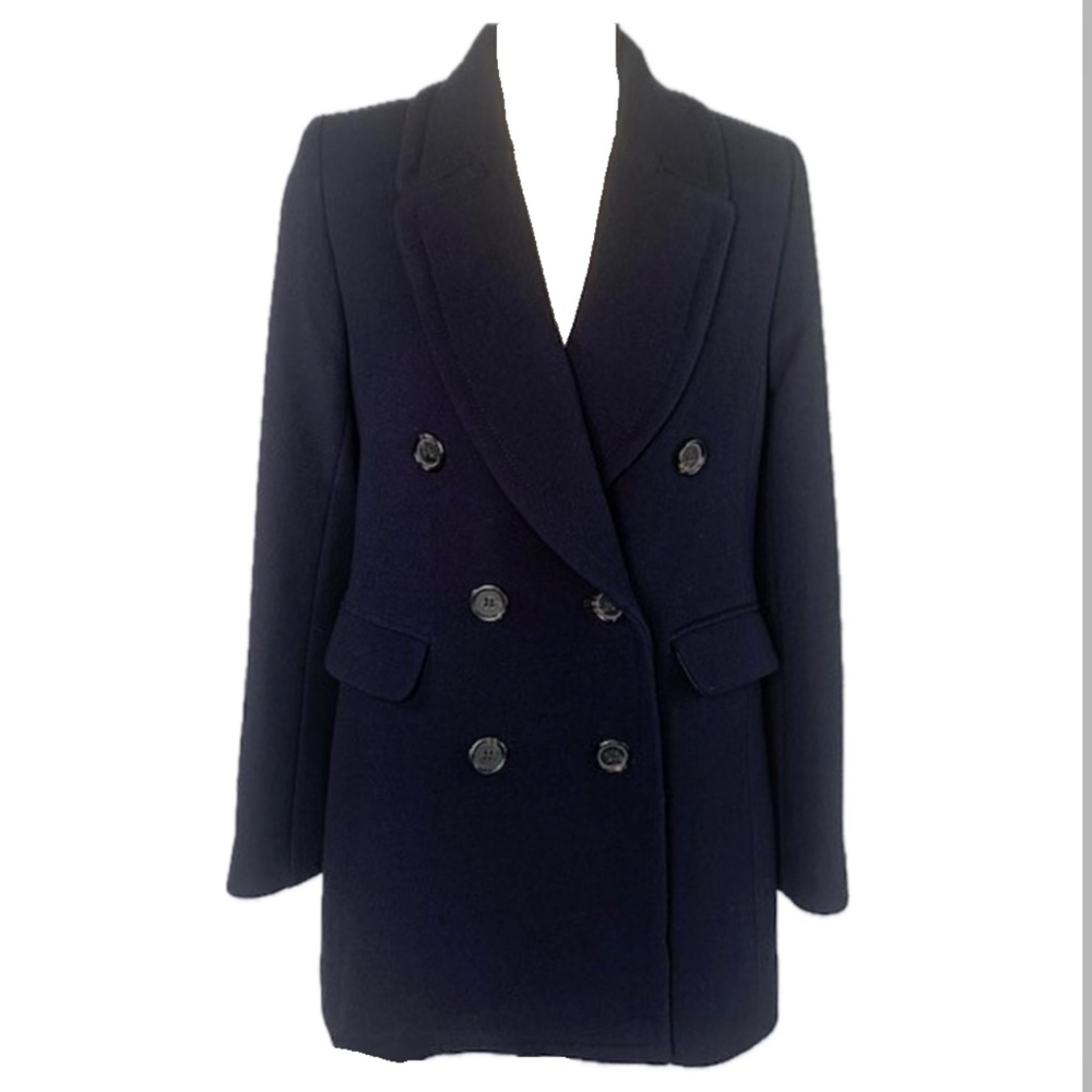 J Crew navy blue double cloth peacoat 6 EUC